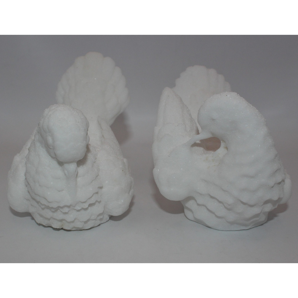 A. Santini White Dove Figurine Pair Alabaster Style Birds Made in Italy 2 Piece